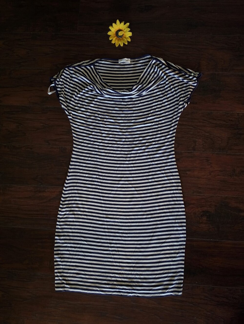 Calvin Klein Striped Navy and White Casual Tee Dress - Women's Summer Dress ♡●♡ - Picture 3 of 7